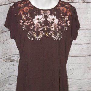 Ted Baker Lazla Amethyst Oxblood Floral Logo Tee